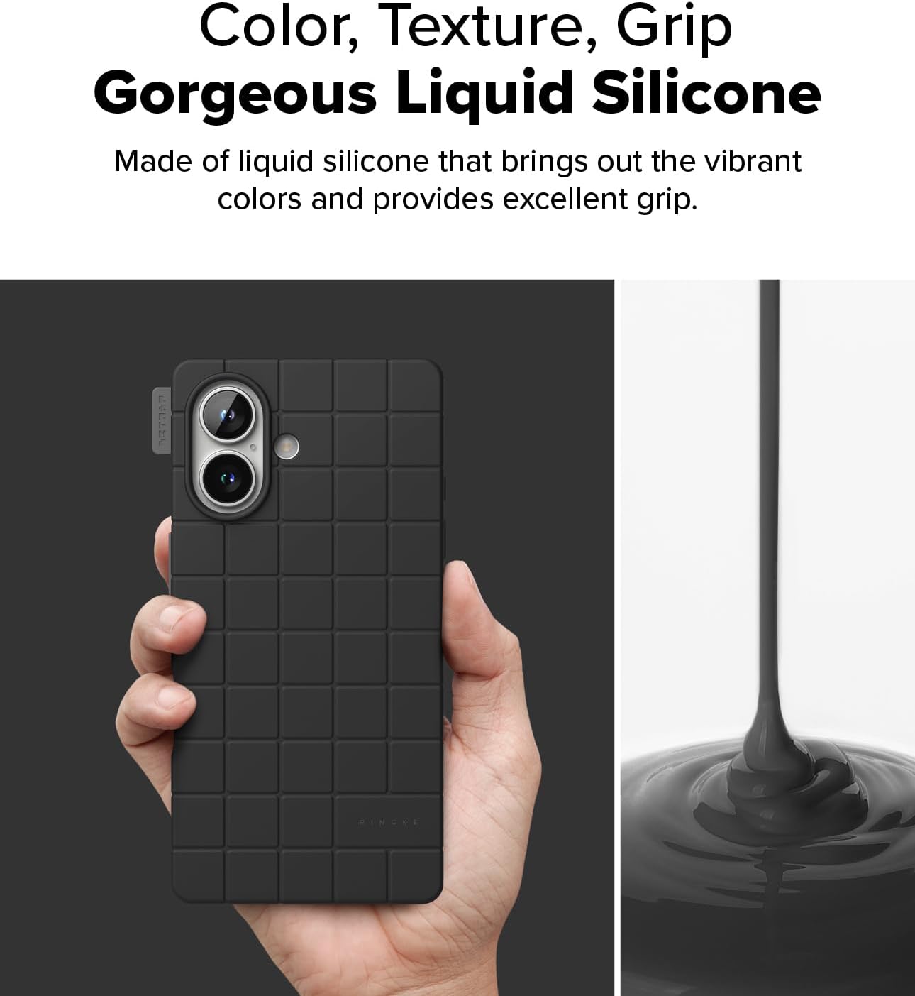 Ringke Bitmap Silicone Magnetic [Compatible with MagSafe] Designed for iPhone 16 Case, Anti-Stain Coating Classic Retro Vibe Soft Durable Cover - Black