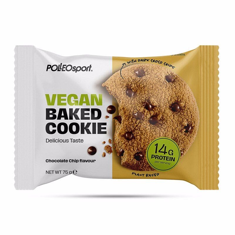Polleo Veganer Baked Cookie – Leckerer Pflanzlicher Protein-Snack (75 g, Chocolate Chip)