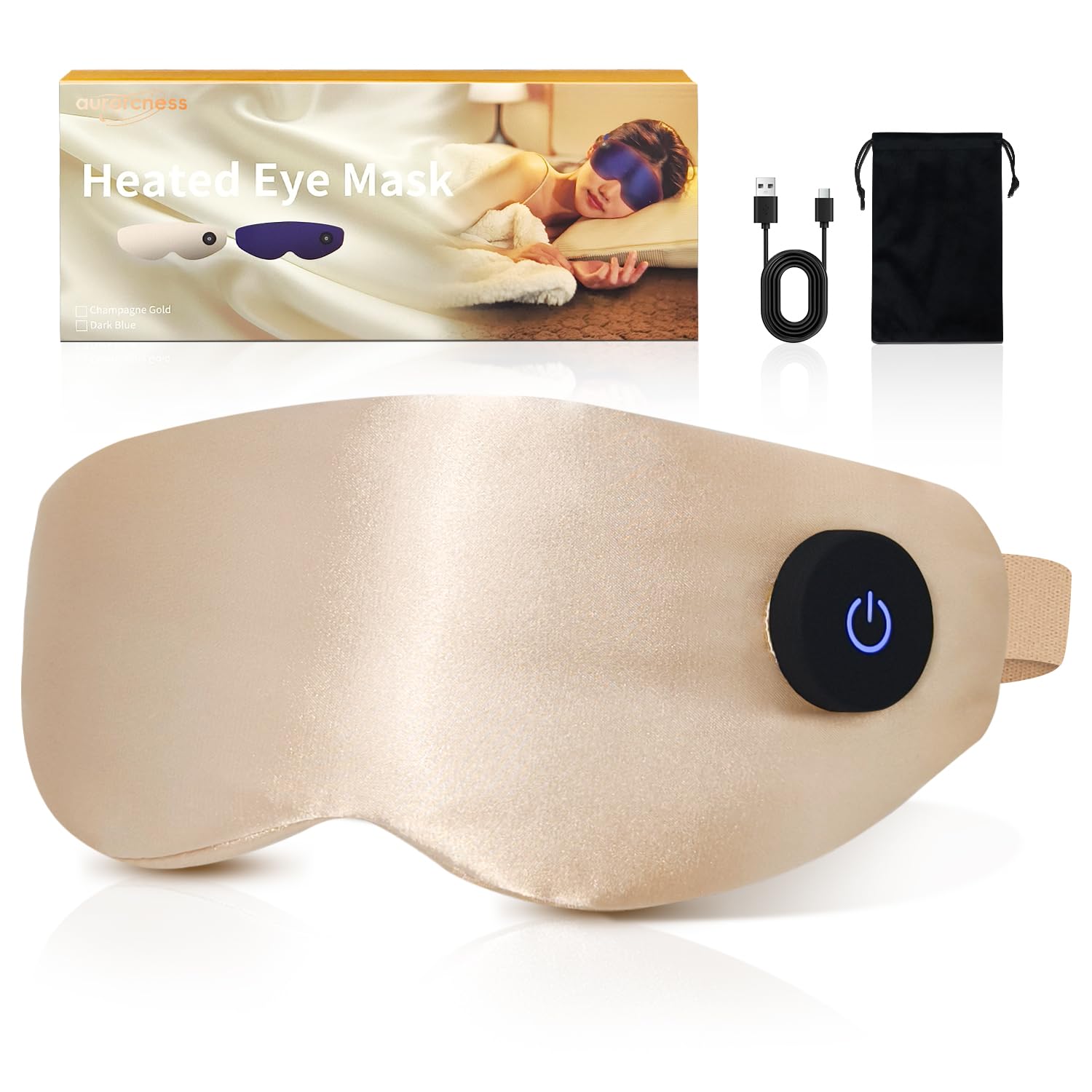 Heated Eye Mask for Dry Eyes Relief Rechargeable Warm Eye Compress with Adjustable Temperature Auto Shut-Off Washable Removable