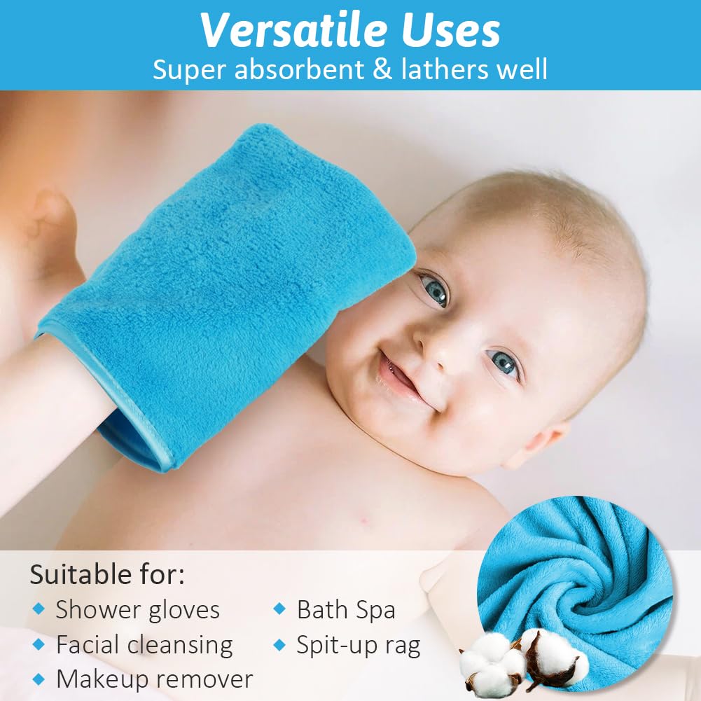 HOTUT Gants de Toilette en Microfibre, Lot de 8 Gants de Nettoyage du Visage Doux, Chiffon de Bain en Microfibre en Toison de Corail, Serviette de Visage, Gants Démaquillants Réutilisables 15 X 20cm