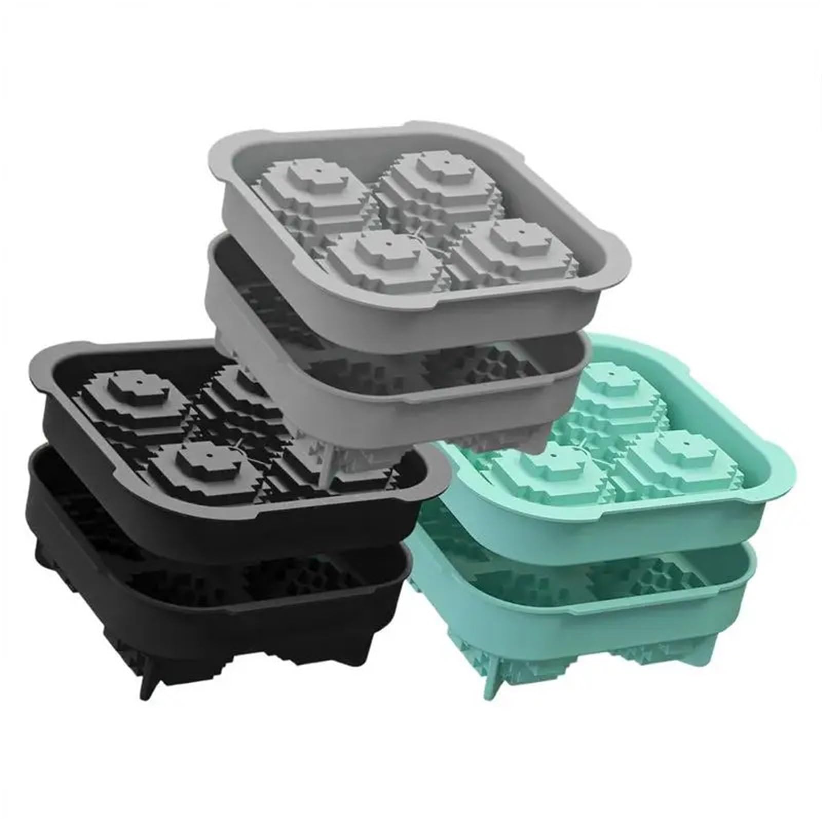 Eiswürfelformen 4 Grid 3D Ice Ball Ices Cube Silikon Tray Form Mit Deckel Wiederverwendbare Eis(Black)