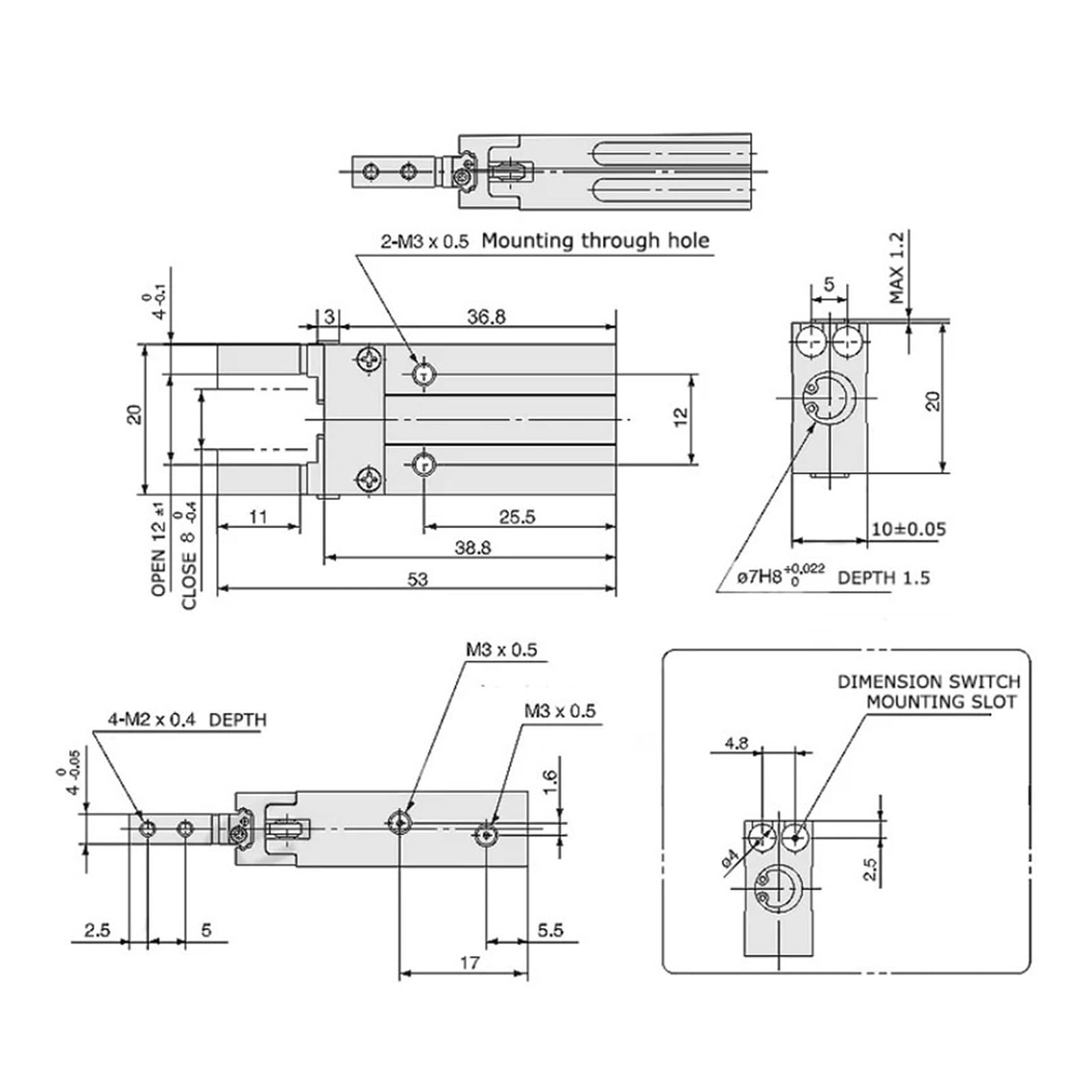 Paralleler Luftgreifer, Bohrung 10–40 mm, Pneumatikzylinder, doppelt oder einfachwirkend Mit schneller Reaktion und flexibler Steuerung(MHZ2-40S)