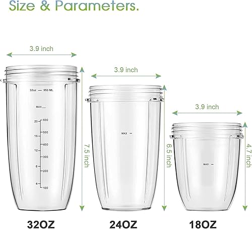 Miniatura 4 de 2-pack Replacement Parts Upgrade 32oz Cups with Flip-Top To-Go-Lid and Rubber Gaskets Compatible with NutriBullet 600w/900w Blender Accessory