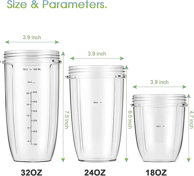 MEET JUICE 2 Pack 32oz Vasos con Tapas y Juntas para NutriBullet miniatura 2