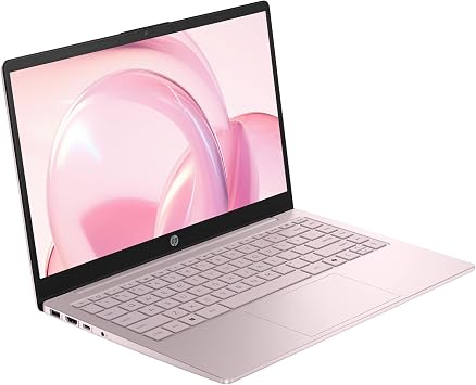 HP 14 Laptop Computer, 128GB UFS, 4GB RAM, 4-Core Intel Processor, Microsoft Office 365 Included, Windows 11, Tranquil Pink
