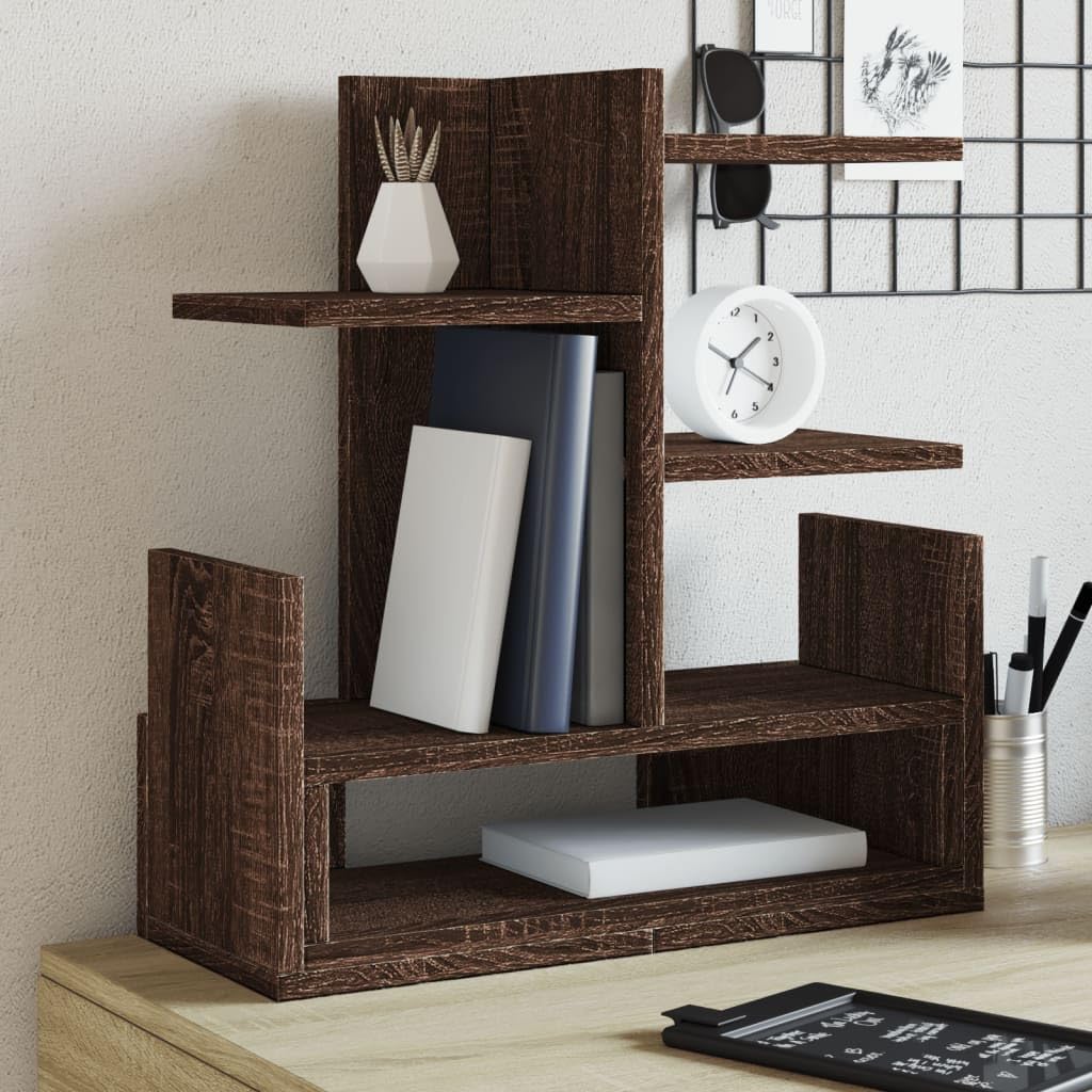 Schreibtisch-Organizer Eichen-Optik Holzwerkstoff 49x20x52,5 cm mit Fächern Ablagefach Stifthalter für Büro Homeoffice Schule Organisation Struktur platzsparend