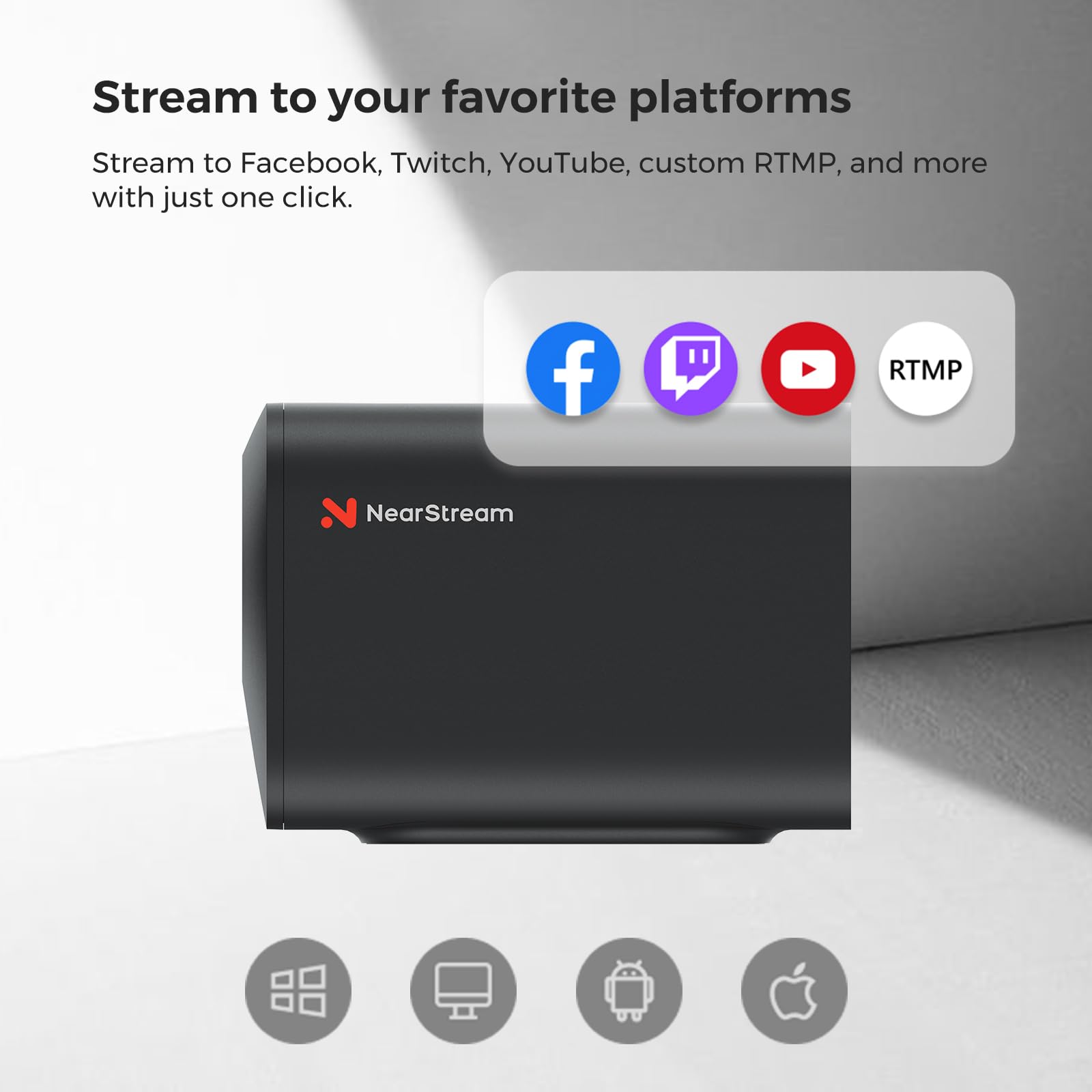 NearStream VM33 3er-Pack Multi-Kamera-Live-Streaming-Set, 3 drahtlose Streaming-Kameras mit Stativ, Superklemmen und Tablet-Halterung für Kirchen, Sportveranstaltungen, Podcasts, Interviews und Events
