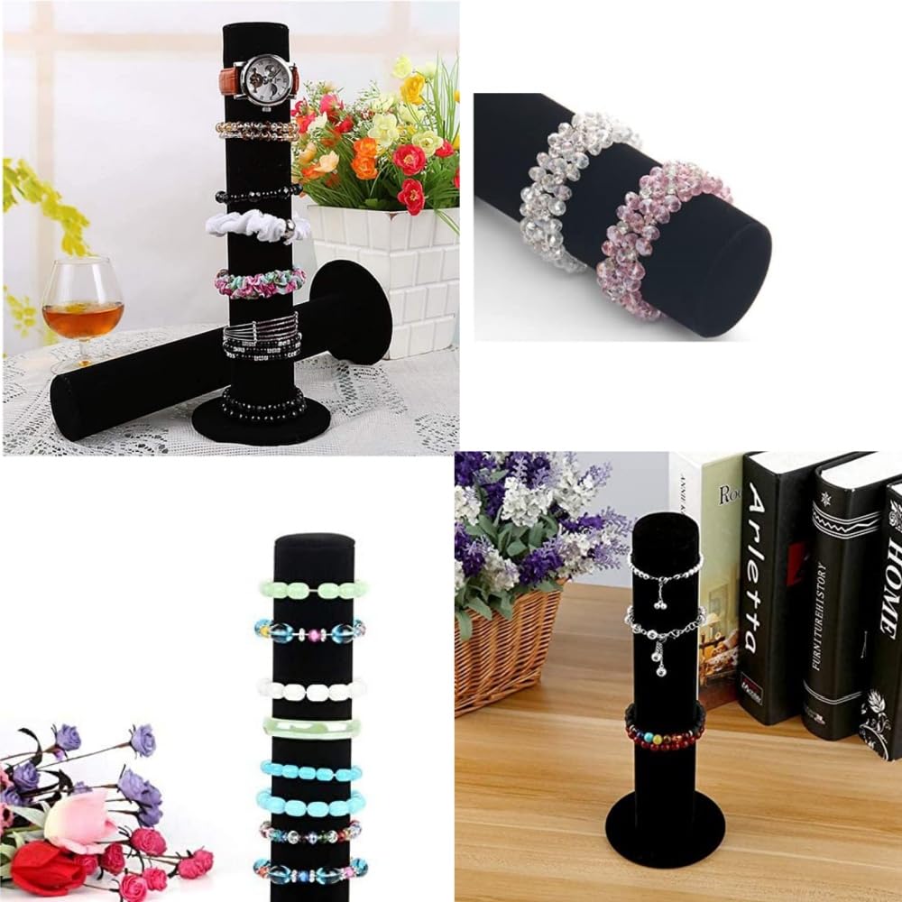 2 Espositori Per Bracciali Verticali - In PVC E Lino, Altezza 31cm, Per Gioielli, Fascie, Orologi - Foto 2