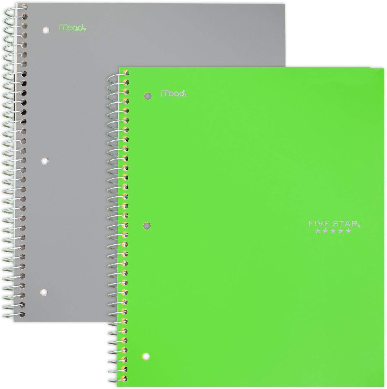 Five Star Spiral Notebooks, 3 Subject, Wide Ruled Paper, 150 Sheets, 10-1/2" x 8", Teal, Yellow, 2 Pack (73031)