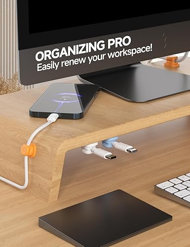 Miniatura 4 de Paquete de 6 Organizador de cables giratorio  Clips de cable de bloqueo de 1 segundo para escritorio  Fuerte gestión de cables adhesivos  Soporte