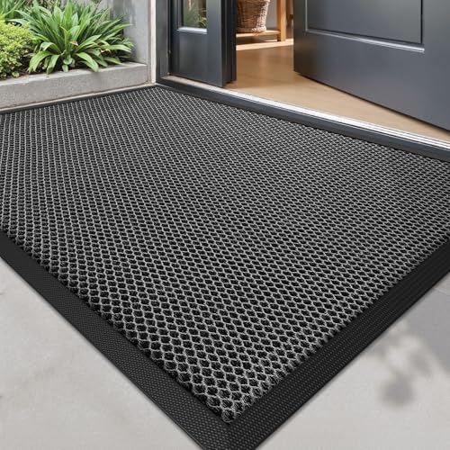 Paillasson extérieur tapis entrée antidérapant gris foncé 80x120 cm - 2