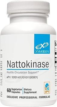 XYMOGEN Nattokinase - Cardiovascular & Vascular Wellness Support - 100 mg Nattokinase - Enzyme Formula - Vegan & Non-GMO - 60 Capsules