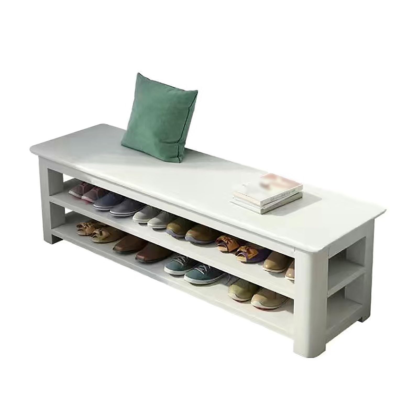 Banc à chaussures bois massif design meuble rangement chaussures compact avec siège
