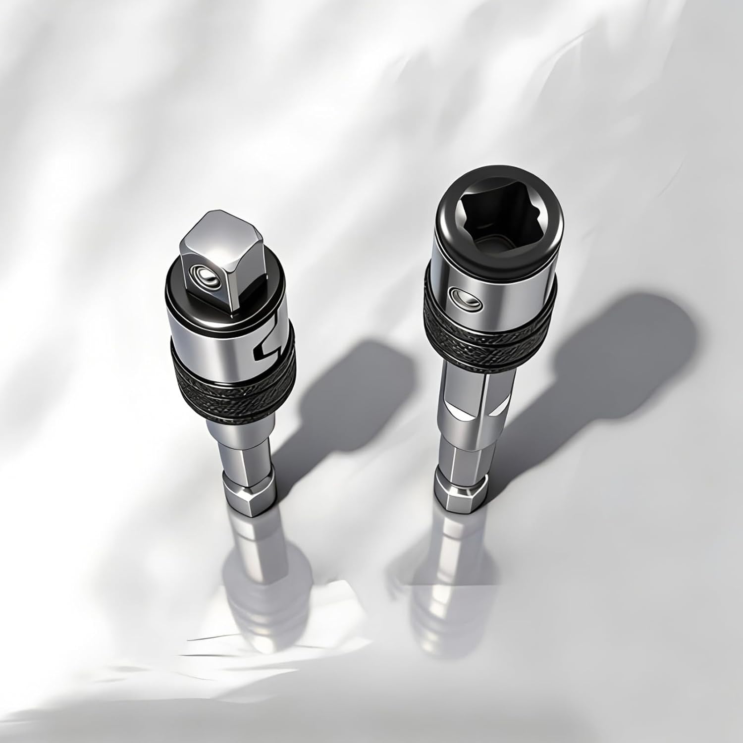 2pcs 2-in-1 Impact Socket Adapter to Bit Holder, 1/4" Drill Socket Adapter to Drill Bit Extension, for 1/4-Inch Square Drive Sockets and Hex Bits, Easy Switching Between Bits and Sockets