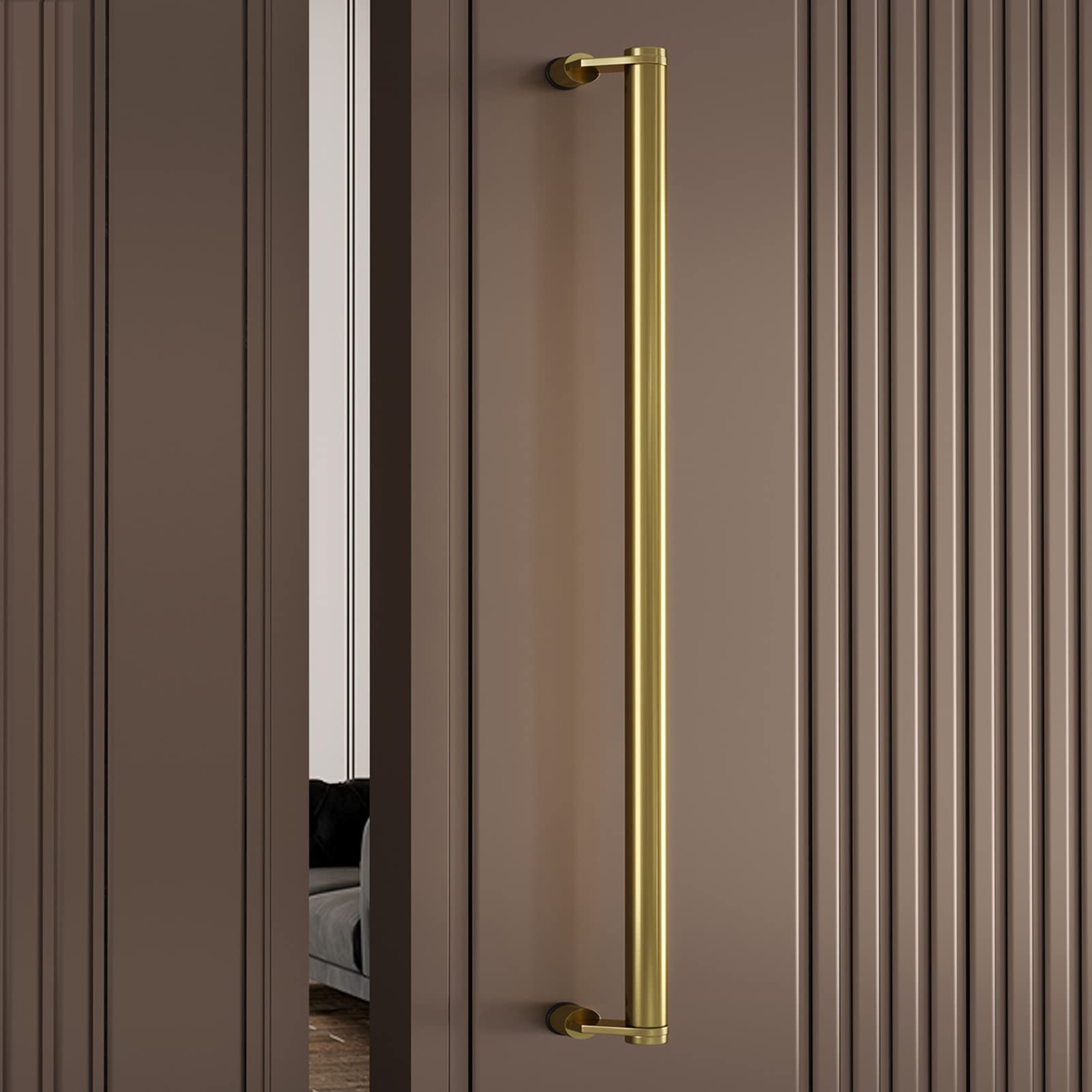 DFGHNBVC Stainless Steel Barn Door Pull Handle 24/32/39/47 Inch - 2-Piece Sliding Push Handle For Solid Wood Glass Doors, Heavy Duty, Modern Design,Style4-80Cm/32In Length