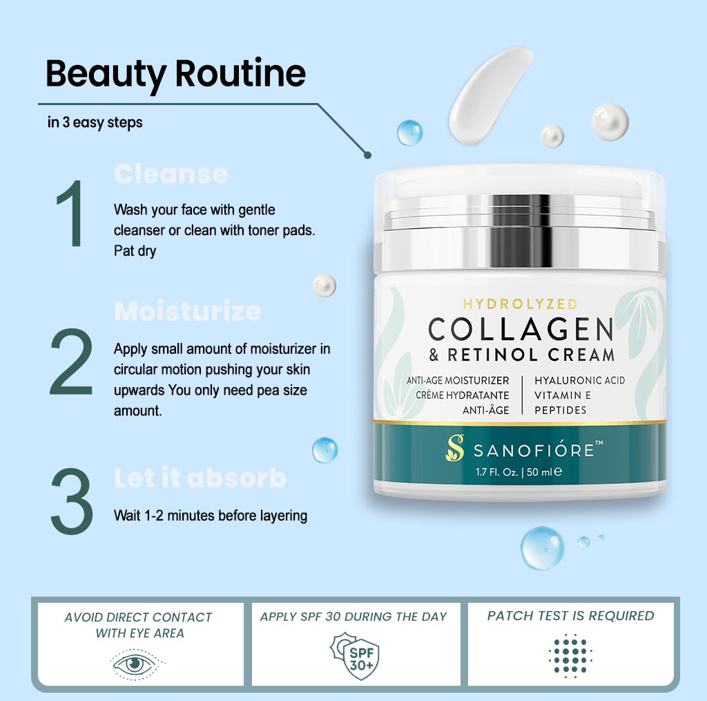 Retinol Collagen Cream For Face Anti Aging Moisturizer | Type I & III Collagen for a Firm Supple Look |10,000 ppm Retinol for Smooth, Soft & Even Skin Appearance | Women & Men,1.7 fl.oz - Image 9
