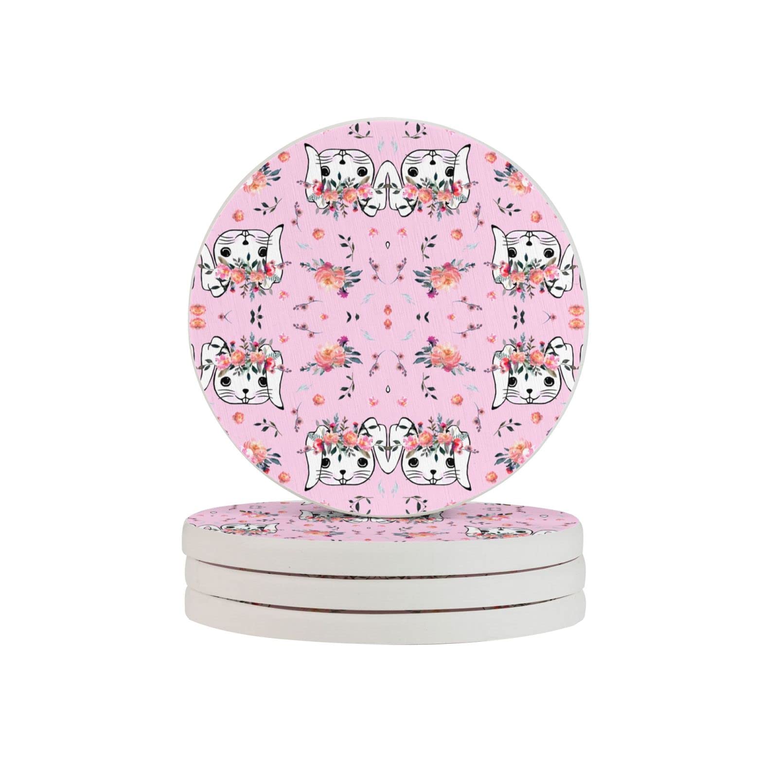 Easter Bunny Four Pieces Drink Coaster for Tabletop Protection Place Mats for Home Decor