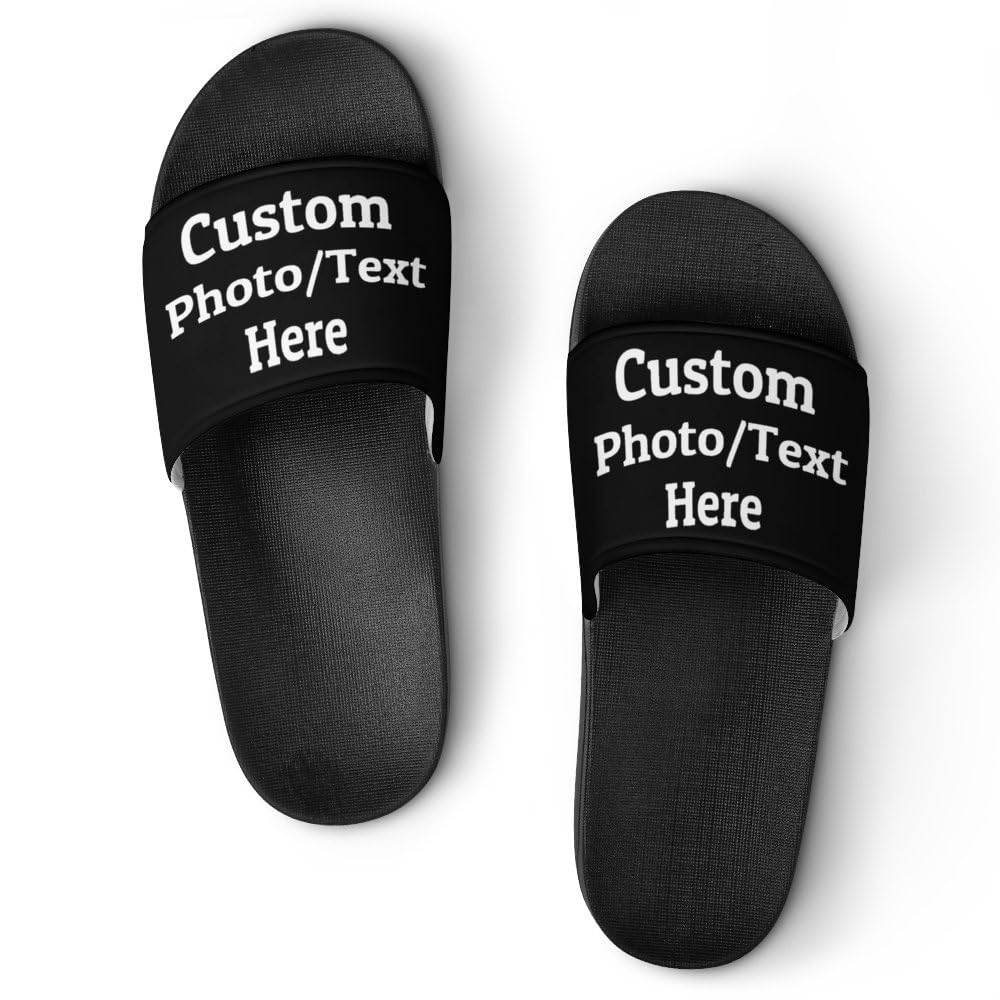 MuMiY Custom Slippers Add Your Design Photo Logo Text Personalized Slippers Sandals with Photo Name Text Bathroom Slippers for Men Women