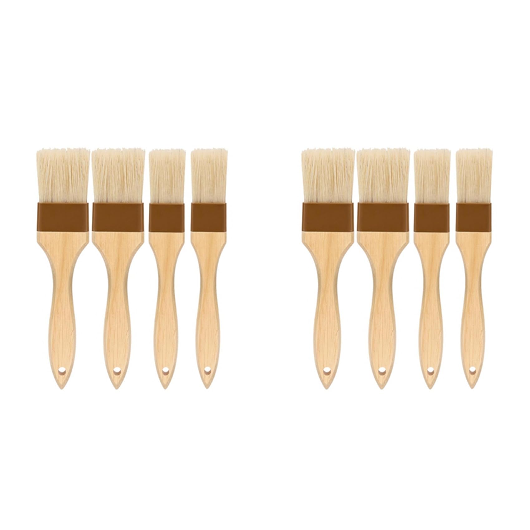 Hndhbfgrt 8X Pastry Brush,Basting Brush for Cooking,Bristle BBQ Brush for Oil & Sauce,Wooden Handle Food Brush for Baking