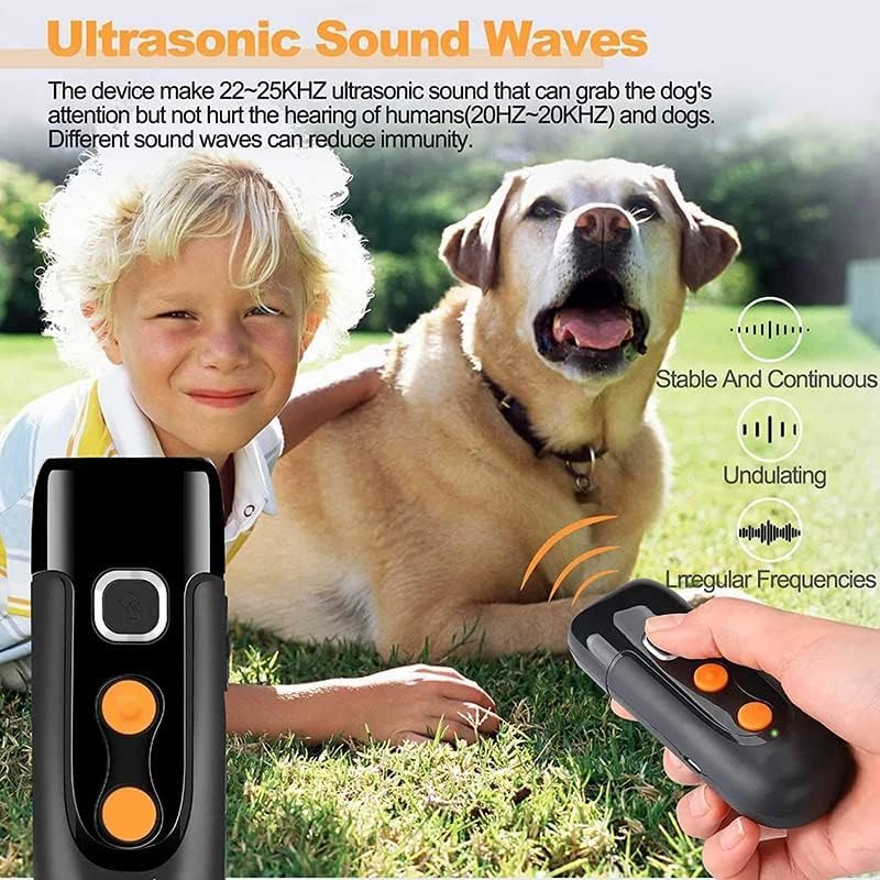 Dispositivo ultrasónico de control de ladridos para perros con linterna LED, entrenamiento de comportamiento de perros y control antiladridos, dispositivo eficaz de disuasión de ladridos de mascotas