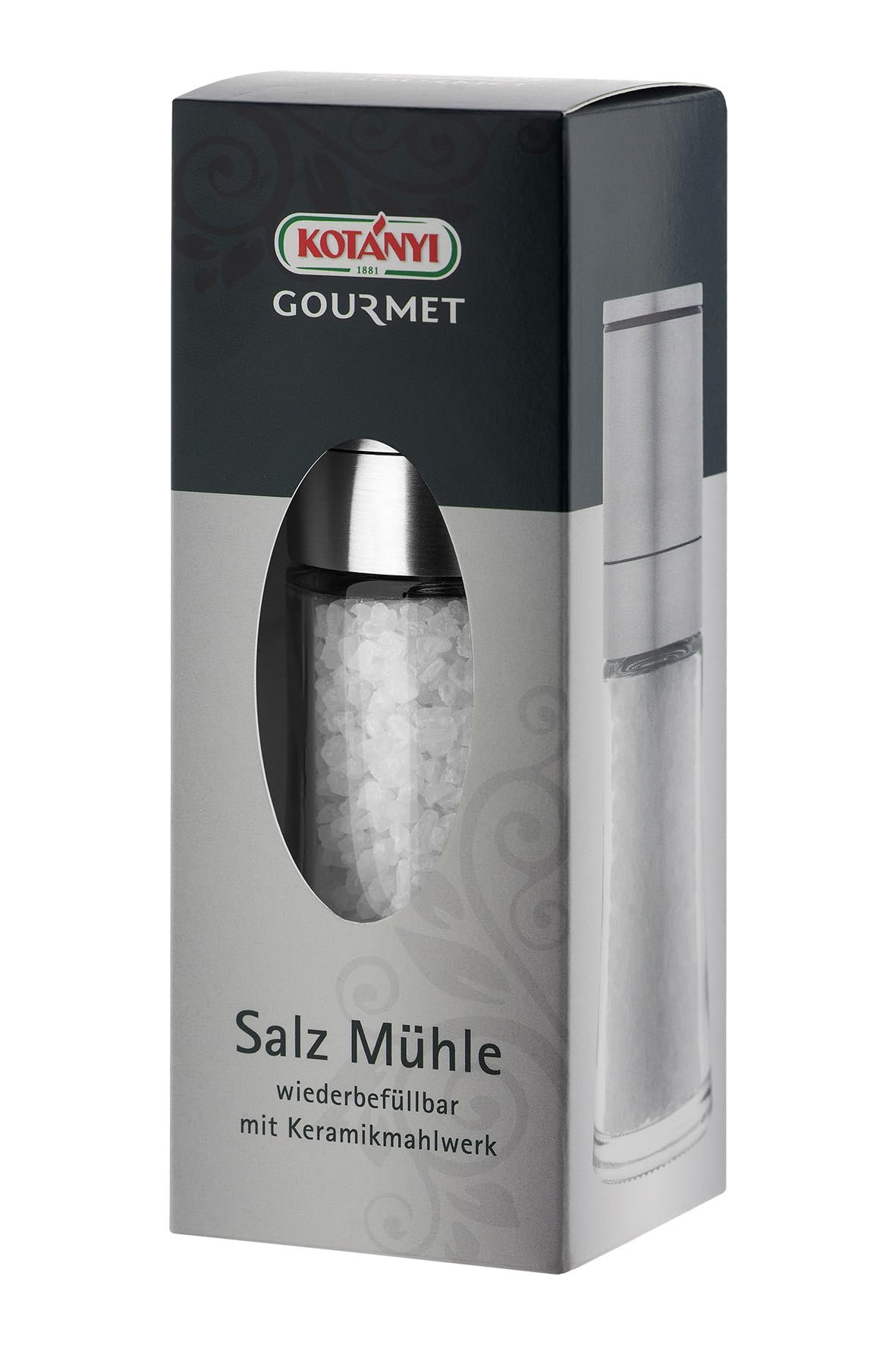 Kotanyi Wiederbefüllbare Salzmühle mit Mahlwerk 80gFür Küchenliebecharbeiter im Hauseessausage Salz Mühle
