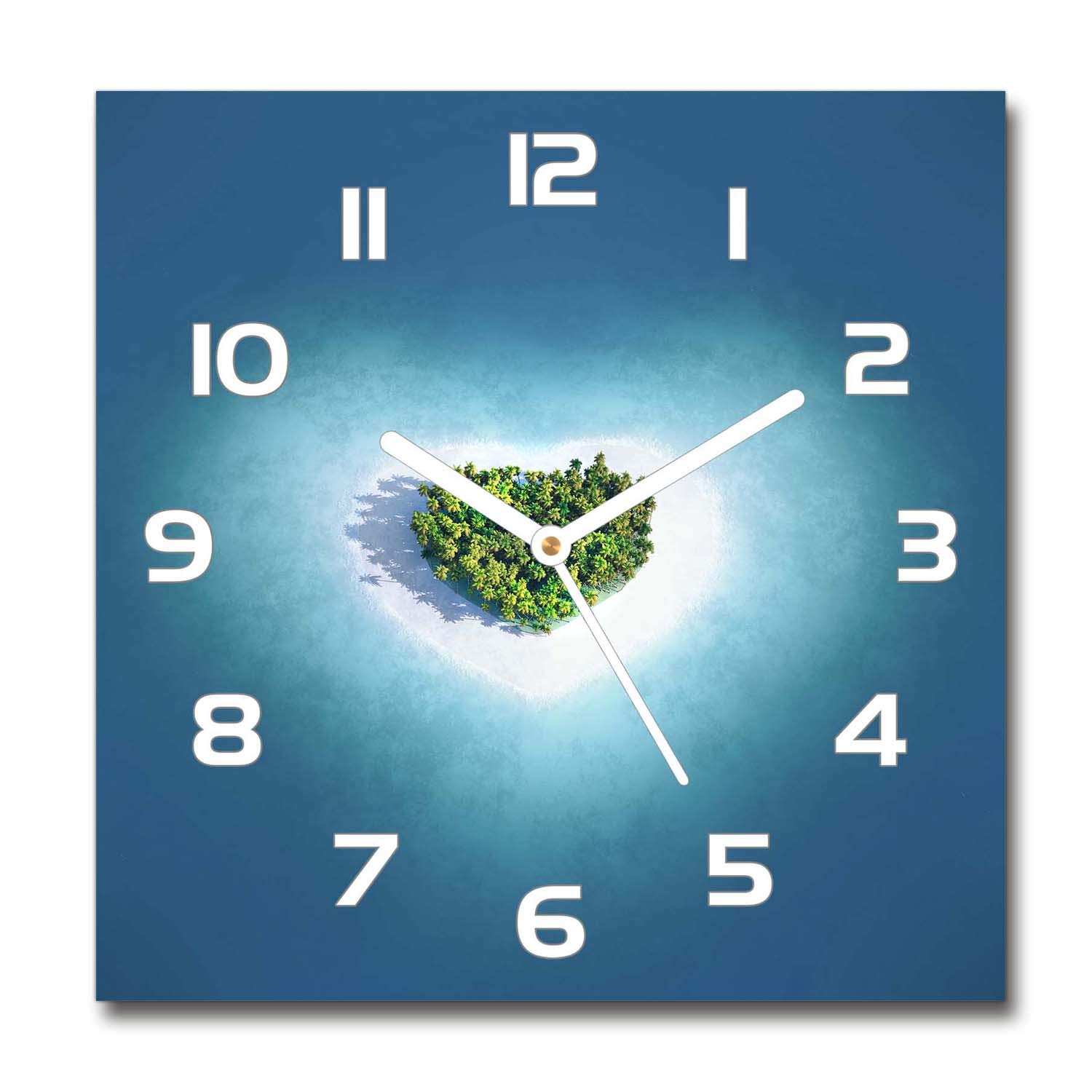 Horloge en verre de sécurité 60x60cm design cœur de l'île
