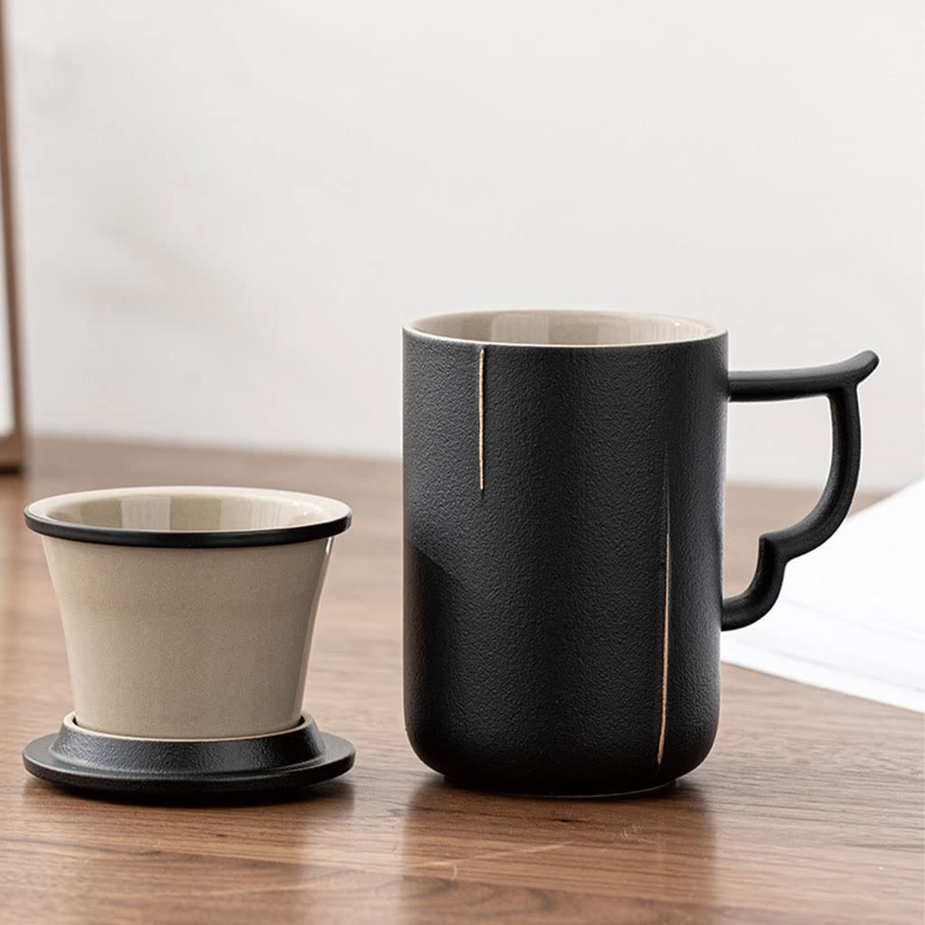 MTFBQ Taza De Té De Cerámica Grande De 14 Oz con Colador Y Tapa For Llenar Una Taza De Té O Café Caliente - Infusor De Porcelana Fina