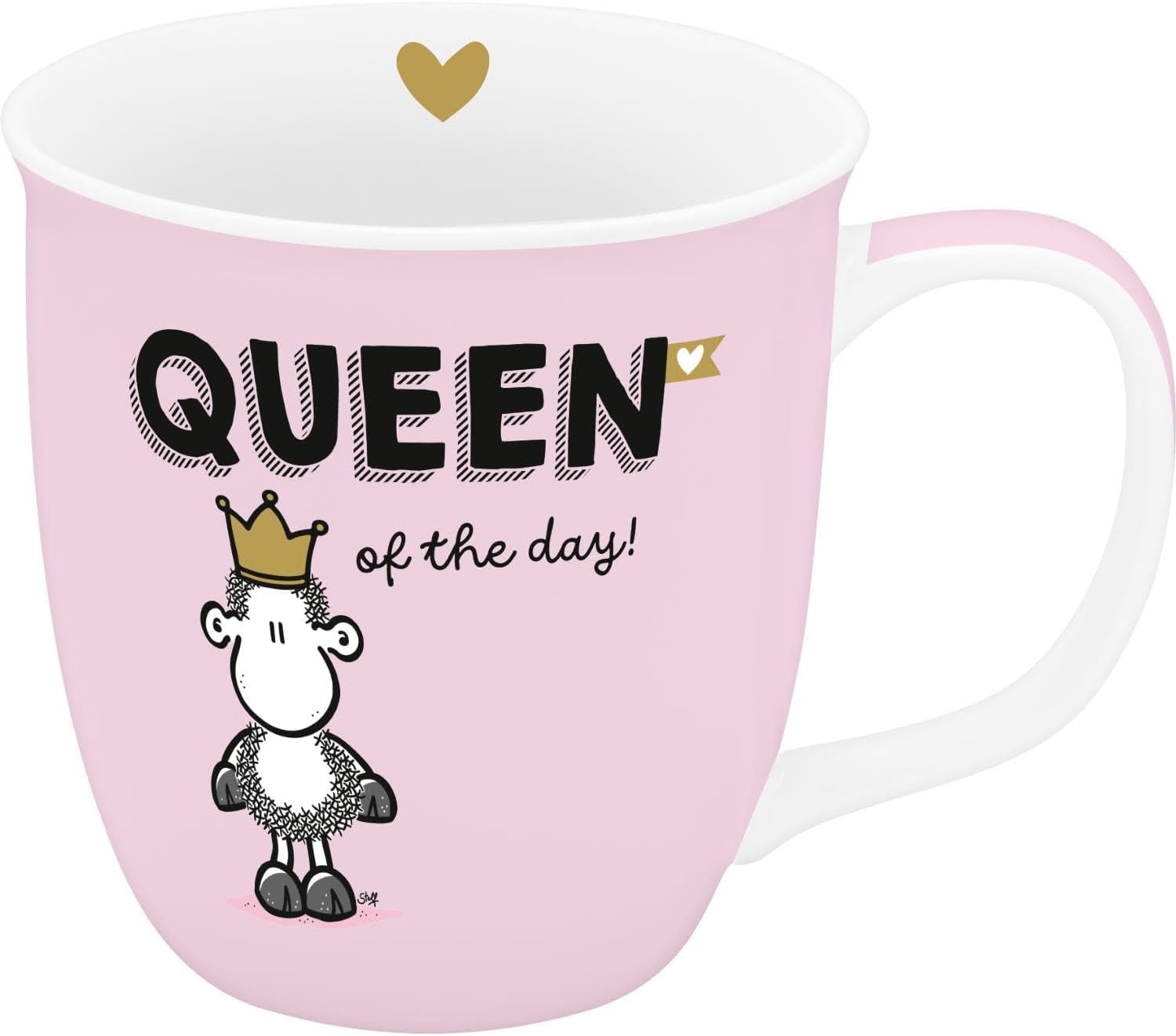 Sheepworld Queen of the Day Cup Small Coffee Mug with Saying, Porcelain, 32 cl | Gift for You, Girlfriend, Sister, Colleague | 74725