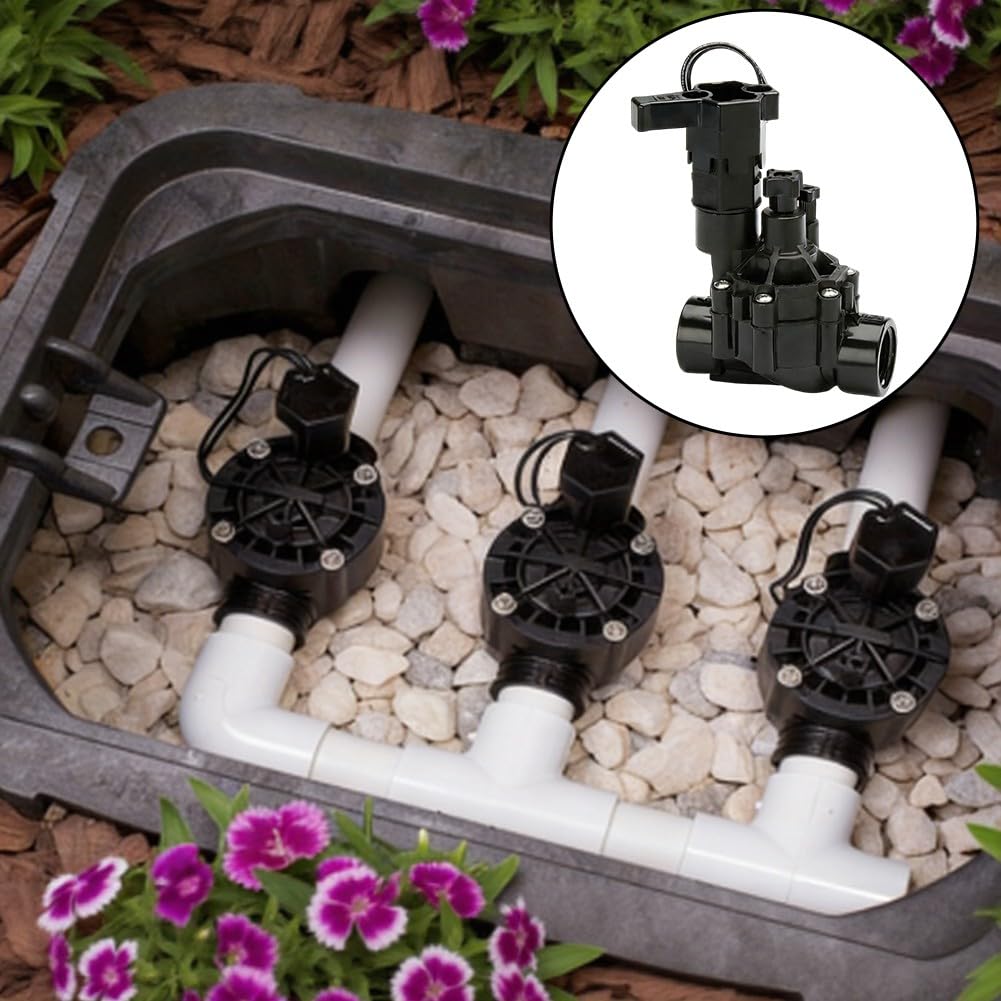Válvula de riego automática, controlador de riego, temporizador de agua de jardín, válvula en línea CP100 con purga manual, diafragma Buna-N para césped residencial