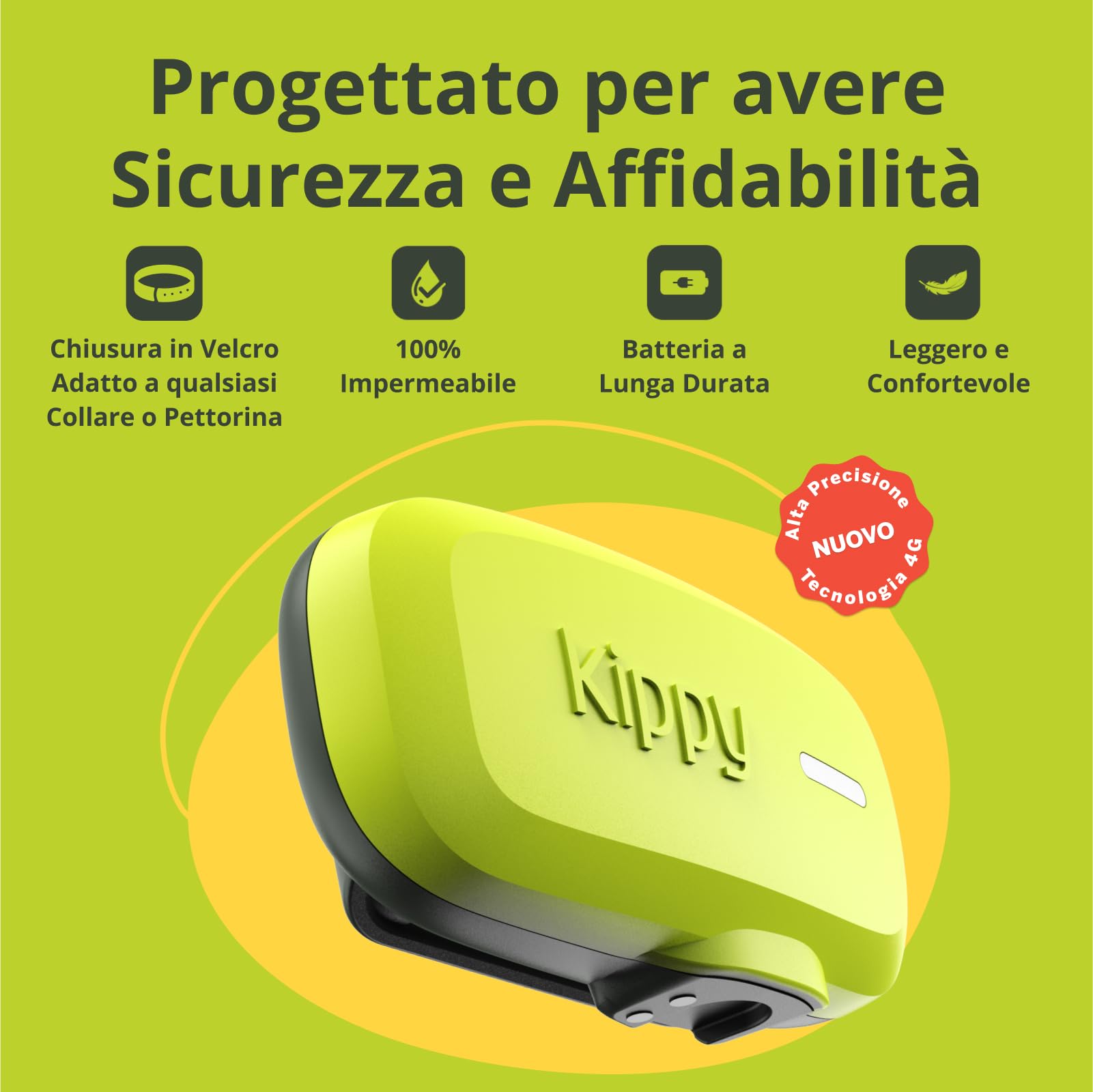 Kippy DOG | GPS per Cani - Localizzatore per Cani Impermeabile con GPS per Collare - Tracker di Attività e Salute del Tuo Cane, con Recinto Virtuale e Notifiche - Colore Verde