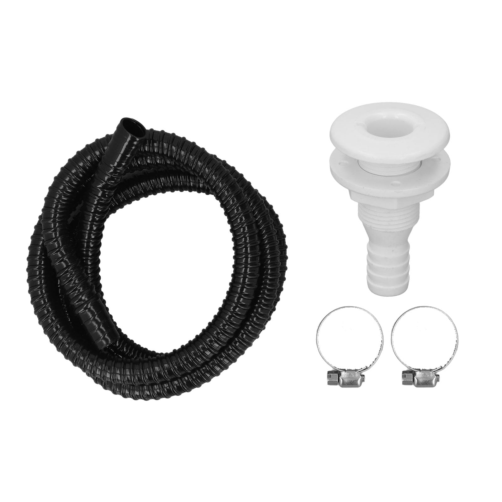 Tuyau De Pompe De Cale, 3/4 Pouces 2,05m Kit D’Installation Marin Colliers Inclus ABS + Caoutchouc Système de Vidange Flexible pour Bateaux