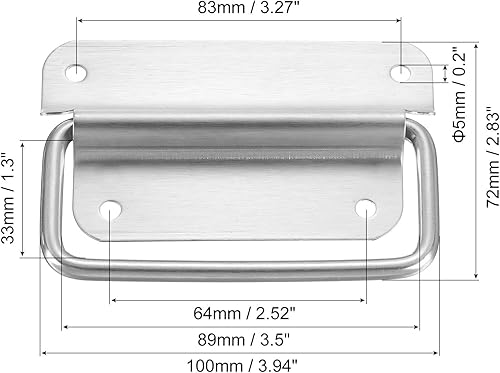 Miniatura 7 de uxcell Asas para el pecho, 10 unidades, mango plegable de acero inoxidable, asas para caja de madera, caja de herramientas, caja de equipo