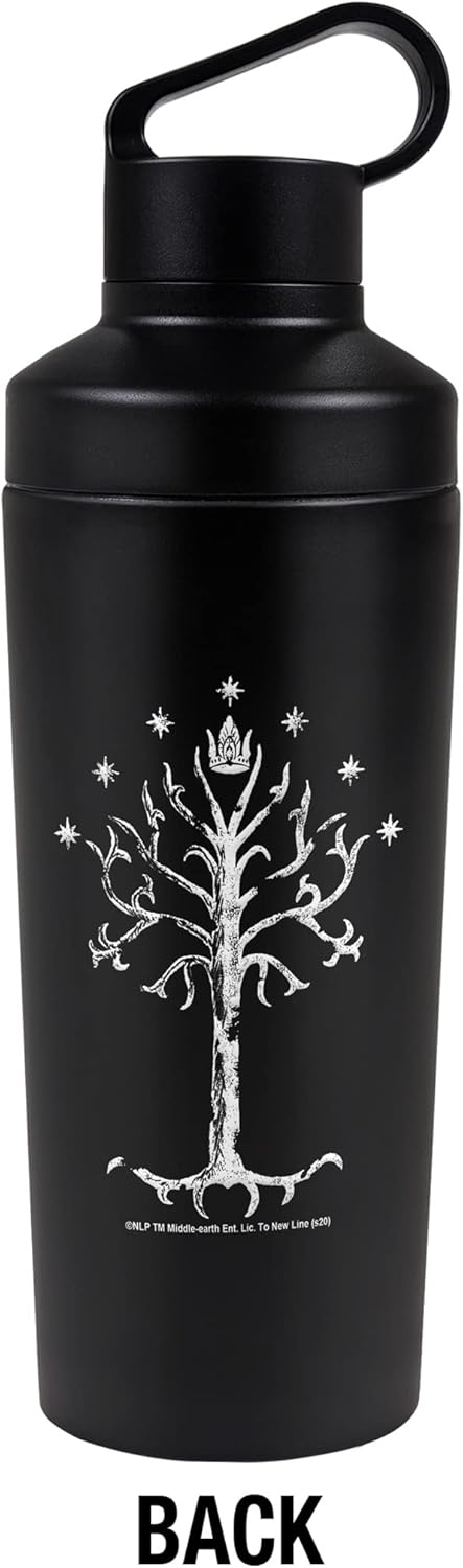 Lord of the Rings OFFICIAL Tree of Gondor 18 oz Insulated Water Bottle, Leak Resistant, Vacuum Insulated Stainless Steel with 2-in-1 Loop Cap