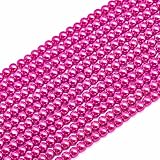 AhaBloom 400PCs 4mm Rose Glass Pearl Beads Bulk, Round Smooth Hole Fake Pearls for Jewelry Making, DIY Bracelets, Necklaces, Bag Charms, Keychains and Craft Supplies