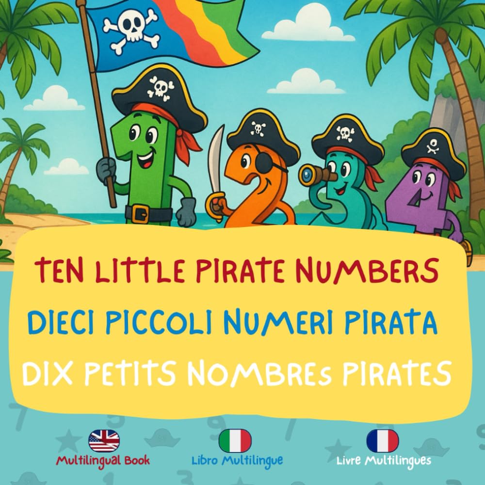 Ten little pirate numbers: Learn to count from 1 to 10 in English, Italian and French
