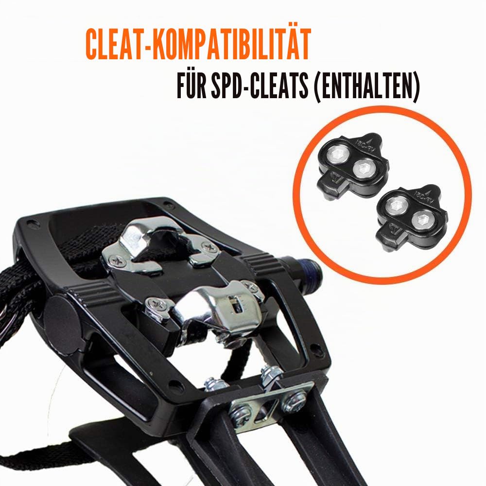 BV Fahrradpedale Shimano SPD/Look Delta kompatibel 9/16 Zoll mit Zehenclips – Peloton Pedale für Normale Schuhe – Zehenkäfige für Peloton Bike – Heimtrainer Pedale – Universal Fit Fahrradpedal