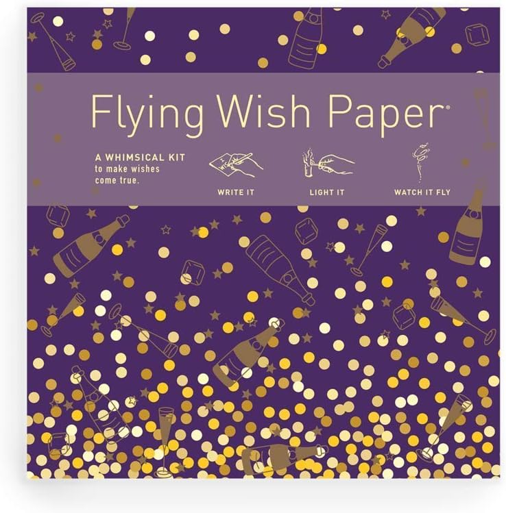 Flying Wish Paper - Champagne Dreams, Write It, Light It and Watch It fly, Large Kit, 7" x 7"