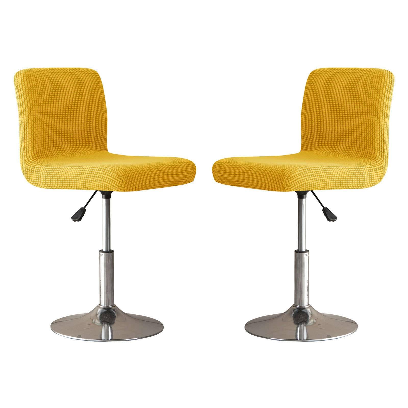 JHLD Stretch Bar Stool Covers, Soft Spandex Bar Stool Covers With Backs Plaid Dining Chair Covers With Elastic Bottom Machine Washable-yellow-set of 2