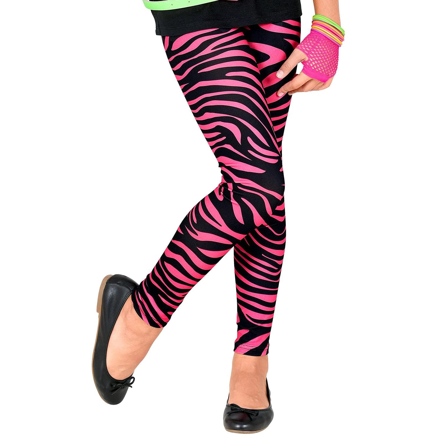 Widmann W MILANO Party Fashion - Leggings for Kids 80s, Tiger Print, 80s, Animal Print, Disco Fever, Bad Button, Striped Pattern, Theme Party, Carnival