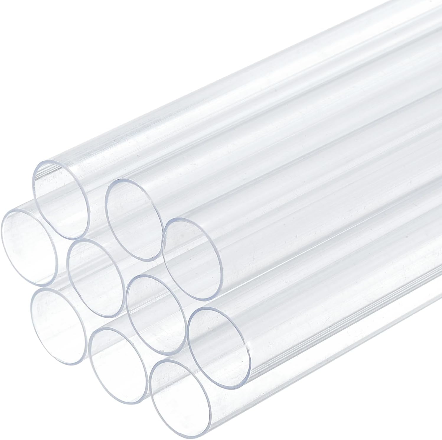 uxcell 10 Pcs Clear Plastic Rigid Tubing 14mm ID x 15mm OD, 0.5 Meters Length Round Polycarbonate Tubing for Aquarium Water Pipe, Water Cooling System, Plumbing
