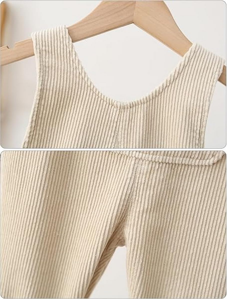 Salopette Bambini Bimba in Velluto a Coste Tuta Pantaloni Bambini Unisex con Bottoni Bretelle Comodo Cotone Pagliaccetto Senza Maniche con Motivo dell Orso
