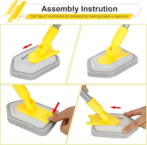 Miniatura 4 de Lalafancy - Cepillo de limpieza de ducha con mango largo extensible de 46 pulgadas, cepillo 2 en 1 para tina y baldosa, accesorio intercambiable y