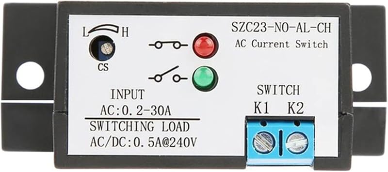 Current Sensing Switch,Self-Powered Normally Open Current Sensing Switch Adjustable Current Detection Protectio 0.2A -30A AC (SZC23-NO-AL-CH)