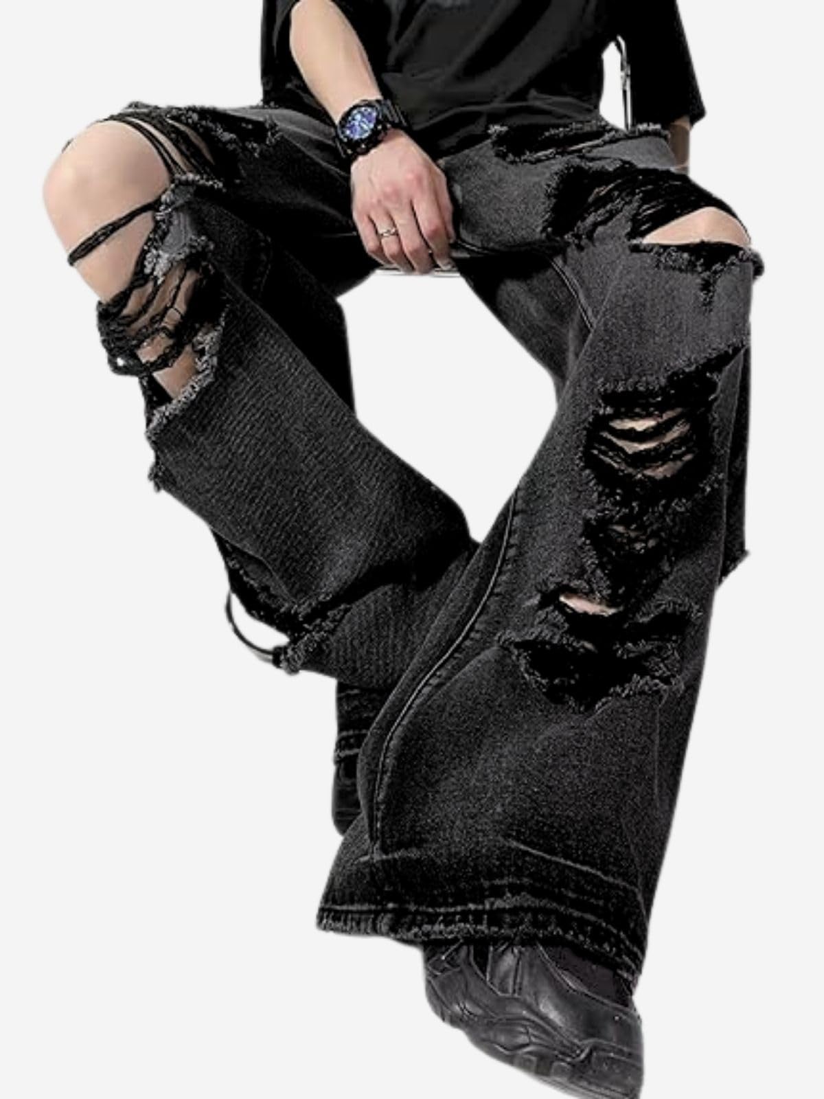 Baggy-Jeans für Damen und Herren, gerades Bein, hohe Taille, Distressed Jeans, Y2K, Grunge-Sommerkleidung.