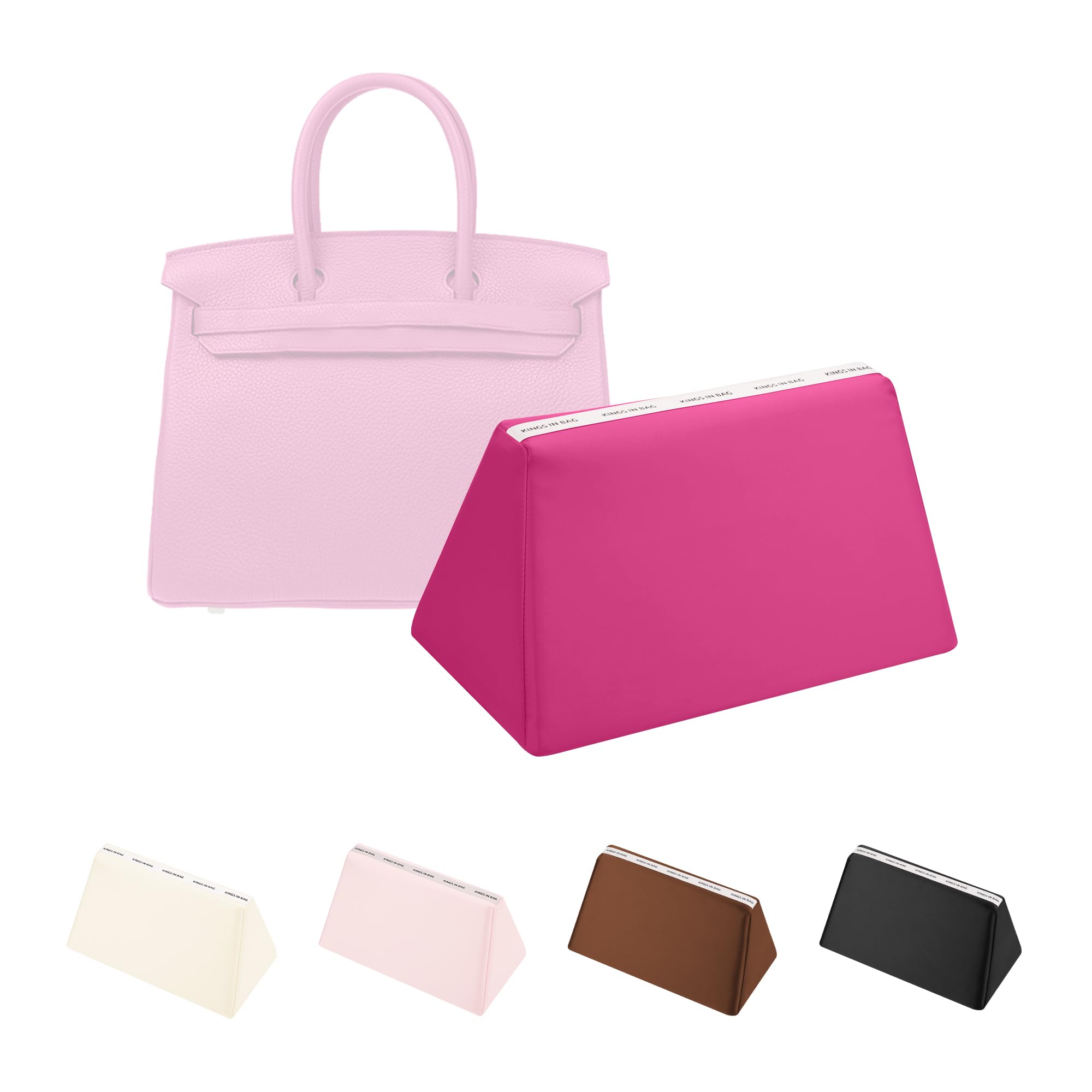 KINGS IN BAG Purse Pillow for Birkin 35, Smooth Satin Fabric & Memory Foam Inner, Durable & Lightweight Structure Support, Ideal for Daily Use, Multicolor Options(Rose Shocking, BK35)