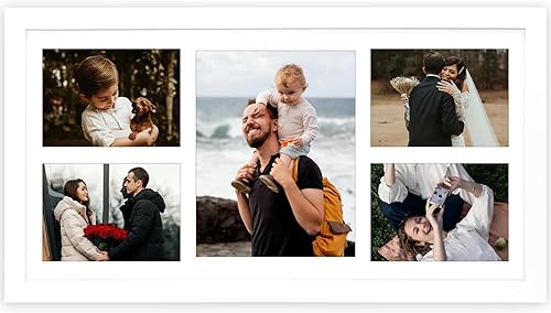 Vista 167 de Golden State Art, Juego de 2 portarretratos de madera blanca de 12 x 17 pulgadas, paspartú blanco para fotos de 8 x 10 y 5 x 7 pulgadas, vidrio