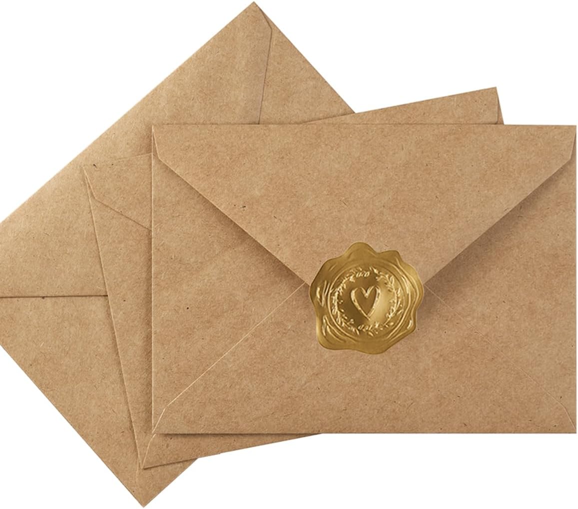 50 Pack A6 Envelopes for 4 x 6 Greeting Cards, Birthday Party, Photos, Baby Shower and Wedding Invitation Cards, 6 1/2 x 4 3/4 Inches (Brown)