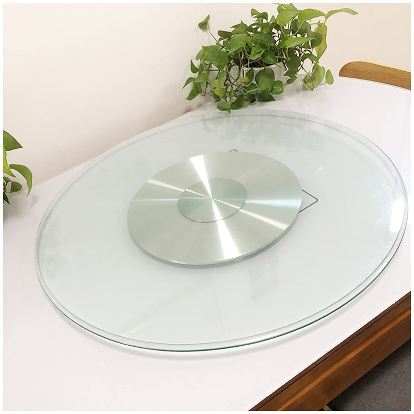 Round Lazy Susan Kitchen Turntable, 24” 32” 36” Large Aluminum Alloy Rotating Dining Table Serving Tray for Kitchen Countertop, Home Party, Spinning Easy Access to Food (Size