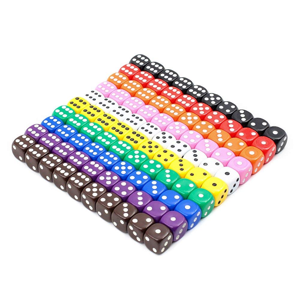 Buy Lvcky 100Pcs 6 Sided Dices Dotted Dice Game Set with Velvet Bags