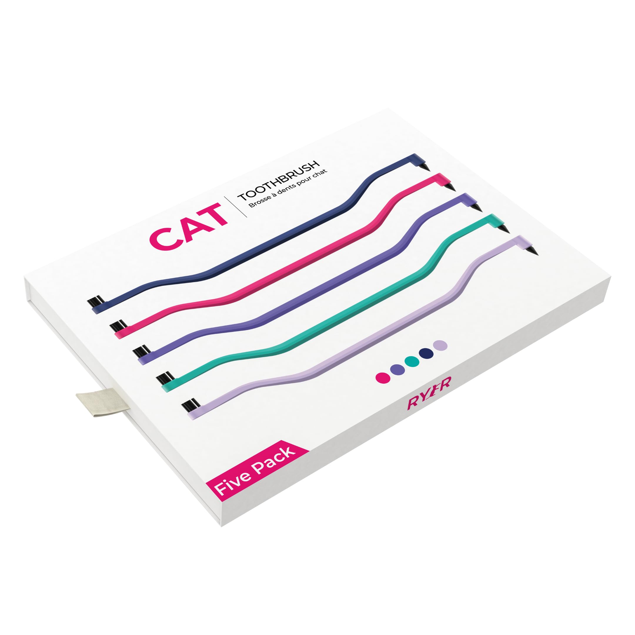 RYERCAT Juego de 5 cepillos de dientes de doble cara para gatos, cepillo de dientes con microcabeza (muy pequeño) para un ajuste personalizado, suministros de cuidado dental para gatos, cepillo de
